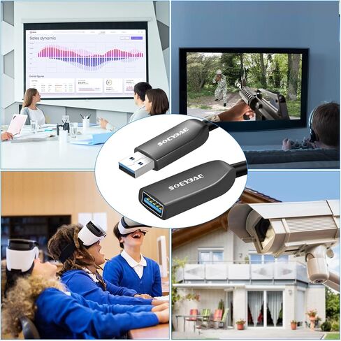 كابل تمديد USB 3.0 بطول 15 قدم/5 متر، كابل USB 3.0 من الألياف الضوئية ذكر A إلى أنثى عالي السرعة 5 جيجابت في الثانية، سلك موسع لنقل البيانات، متوافق مع USB 2.0 in Kuwait