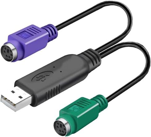 محول ماوس لوحة المفاتيح من PS2 إلى USB، شريحة مدمجة من PS2 إلى كابل USB لا حاجة إلى التوصيل والتشغيل (أسود) in Kuwait