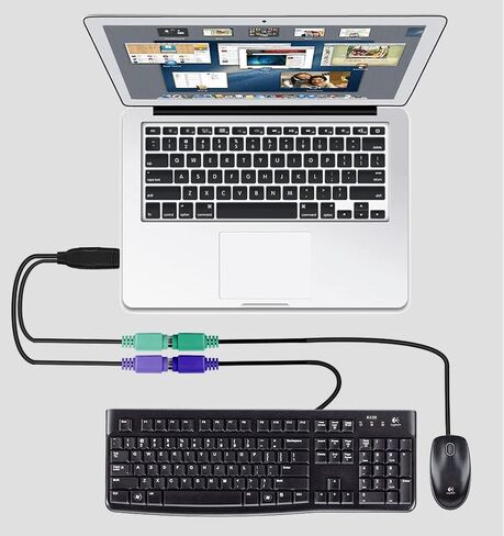 محول ماوس لوحة المفاتيح من PS2 إلى USB، شريحة مدمجة من PS2 إلى كابل USB لا حاجة إلى التوصيل والتشغيل (أسود) in Kuwait