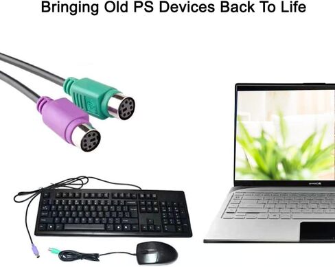 محول ماوس لوحة المفاتيح من PS2 إلى USB، شريحة مدمجة من PS2 إلى كابل USB لا حاجة إلى التوصيل والتشغيل (أسود) in Kuwait