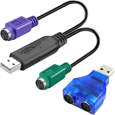محول ماوس لوحة المفاتيح من PS2 إلى USB، شريحة مدمجة من PS2 إلى كابل USB لا حاجة إلى التوصيل والتشغيل (أسود) in Kuwait