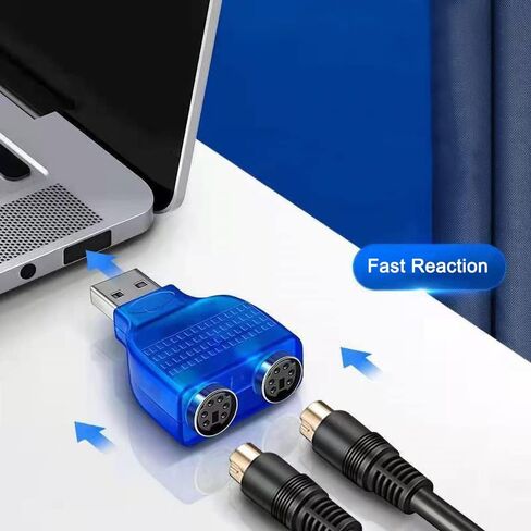 محول ماوس لوحة المفاتيح من PS2 إلى USB، شريحة مدمجة من PS2 إلى كابل USB لا حاجة إلى التوصيل والتشغيل (أسود) in Kuwait