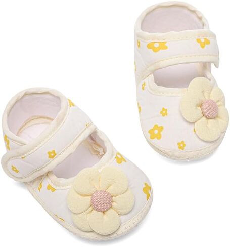 Newborn Baby Girl Dress Shoes Infant PRE-Walking Mary Jane with Bowknot Floral Lightweight Anti-Slip Princess Flat in Saudi Arabia
