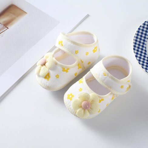 Newborn Baby Girl Dress Shoes Infant PRE-Walking Mary Jane with Bowknot Floral Lightweight Anti-Slip Princess Flat in Saudi Arabia