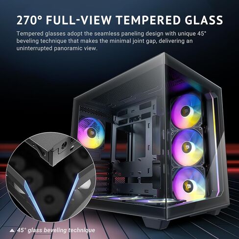 Antec C5 ARGB، مراوح ARGB PWM مقاس 7 × 120 مم متضمنة، ما يصل إلى 10 مراوح في وقت واحد، منفذ Type-C 3.2 Gen 2، لوحات أمامية وجانبية من الزجاج المقوى غير الملحوم، دعم مشعاع 360 مم، حافظة كمبيوتر ATX متوسطة البرج in Kuwait
