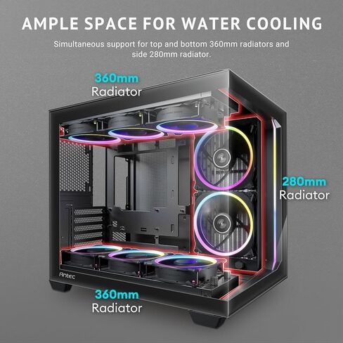 Antec C5 ARGB، مراوح ARGB PWM مقاس 7 × 120 مم متضمنة، ما يصل إلى 10 مراوح في وقت واحد، منفذ Type-C 3.2 Gen 2، لوحات أمامية وجانبية من الزجاج المقوى غير الملحوم، دعم مشعاع 360 مم، حافظة كمبيوتر ATX متوسطة البرج in Kuwait