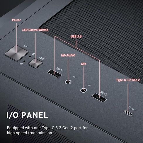 Antec C5 ARGB، مراوح ARGB PWM مقاس 7 × 120 مم متضمنة، ما يصل إلى 10 مراوح في وقت واحد، منفذ Type-C 3.2 Gen 2، لوحات أمامية وجانبية من الزجاج المقوى غير الملحوم، دعم مشعاع 360 مم، حافظة كمبيوتر ATX متوسطة البرج in Kuwait
