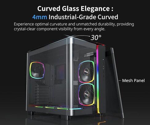MONTECH King 95 Dual-Chamber ATX Mid-Tower PC Gaming Case, High-Airflow Toolless Panels, Sturdy Curved Tempered Glass Front and Side Panel, ARGB Lighting, King 95 Black US in Saudi Arabia