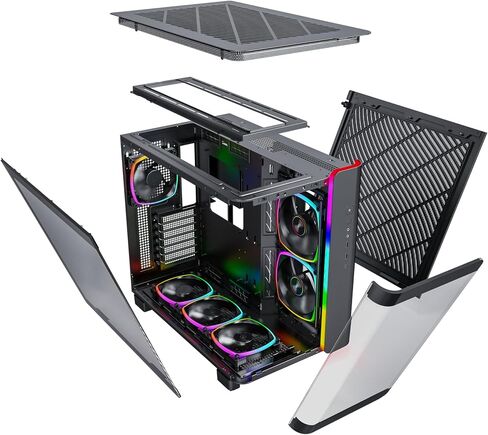 MONTECH King 95 Dual-Chamber ATX Mid-Tower PC Gaming Case, High-Airflow Toolless Panels, Sturdy Curved Tempered Glass Front and Side Panel, ARGB Lighting, King 95 Black US in Saudi Arabia