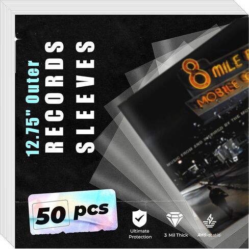 50 قطعة من أكمام الفينيل القياسية الخارجية، أكمام الفينيل القياسية 3 مل، أكمام خارجية من الفينيل مقاس 12.75 بوصة، أكمام خارجية مسجلة لألبوم فينيل LP فردي ومزدوج مقاس 12 بوصة in Kuwait