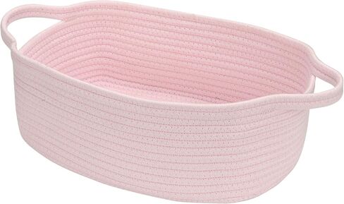 Small Woven Cotton Rope Basket Cute Baby Gift Baskets Empty Decorative Storage Basket for Organizing Shelves Closet Baby Nursery Basket Bin Toy Storage Basket Organizer 13.7"x10.2"x5" Pink in Saudi Arabia