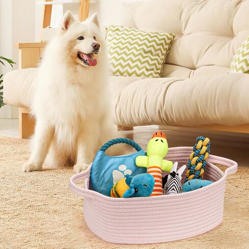 Small Woven Cotton Rope Basket Cute Baby Gift Baskets Empty Decorative Storage Basket for Organizing Shelves Closet Baby Nursery Basket Bin Toy Storage Basket Organizer 13.7"x10.2"x5" Pink in Saudi Arabia