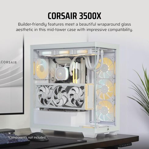 CORSAIR 3500X ARGB Mid-Tower ATX PC Case – Panoramic Tempered Glass – Reverse Connection Motherboard Compatible – 3X CORSAIR RS120 ARGB Fans Included – White in Saudi Arabia