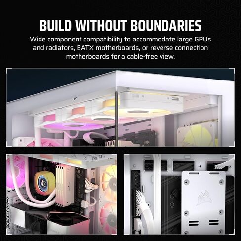 CORSAIR 3500X ARGB Mid-Tower ATX PC Case – Panoramic Tempered Glass – Reverse Connection Motherboard Compatible – 3X CORSAIR RS120 ARGB Fans Included – White in Saudi Arabia