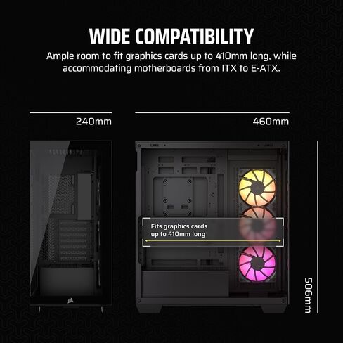CORSAIR 3500X ARGB Mid-Tower ATX PC Case – Panoramic Tempered Glass – Reverse Connection Motherboard Compatible – 3X CORSAIR RS120 ARGB Fans Included – White in Kuwait