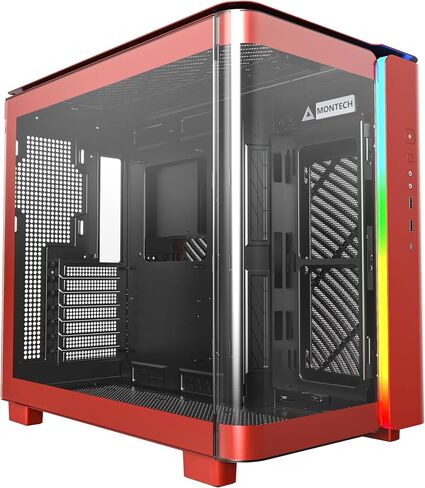 MONTECH King 95 Dual-Chamber ATX Mid-Tower PC Gaming Case, High-Airflow Toolless Panels, Sturdy Curved Tempered Glass Front and Side Panel, ARGB Lighting, King 95 Black US in Saudi Arabia