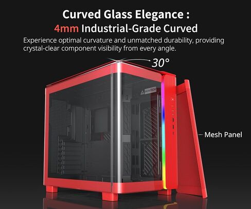 MONTECH King 95 Dual-Chamber ATX Mid-Tower PC Gaming Case, High-Airflow Toolless Panels, Sturdy Curved Tempered Glass Front and Side Panel, ARGB Lighting, King 95 Black US in Saudi Arabia