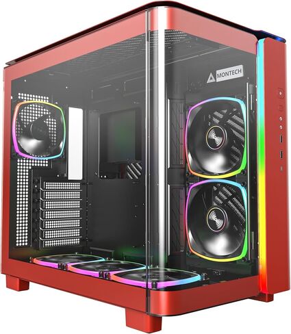 MONTECH King 95 Dual-Chamber ATX Mid-Tower PC Gaming Case, High-Airflow Toolless Panels, Sturdy Curved Tempered Glass Front and Side Panel, ARGB Lighting, King 95 Black US in Saudi Arabia