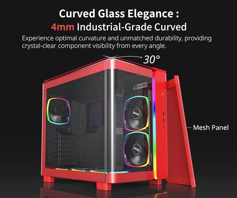 MONTECH King 95 Dual-Chamber ATX Mid-Tower PC Gaming Case, High-Airflow Toolless Panels, Sturdy Curved Tempered Glass Front and Side Panel, ARGB Lighting, King 95 Black US in Saudi Arabia