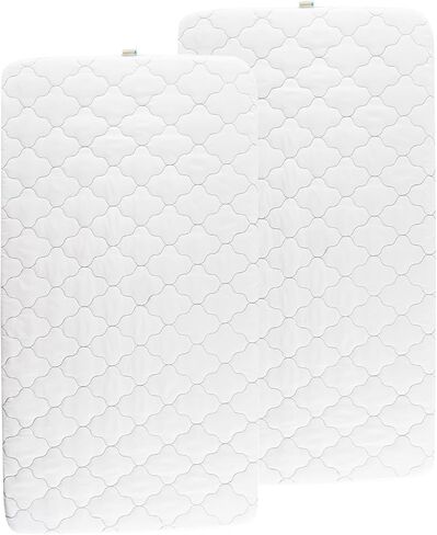 Bassinet Mattress Protector Compatible with Foalom, Newton, Skylar Baby Bassinet, 2 Pack, Waterproof Quilted 3 in 1 Rectangle Bassinet Mattress Pad Cover, White, 35" x 20" in Saudi Arabia