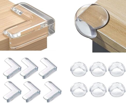 Baby Corner Protector, Clear Corner Protectors for Furniture Corner Protectors Corner Guards Baby Proof Corner Covers Baby Safety (12 PCS (6 Round + 6 L-Shpae)) in Saudi Arabia