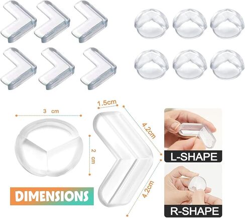 Baby Corner Protector, Clear Corner Protectors for Furniture Corner Protectors Corner Guards Baby Proof Corner Covers Baby Safety (12 PCS (6 Round + 6 L-Shpae)) in Saudi Arabia