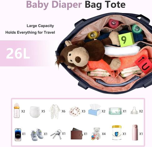 Large Crossbody Diaper Bag Tote for Baby Nappy Bag with Changing Pad Tote Baby Bag, Mommy Bag Baby Storage Bag in Saudi Arabia