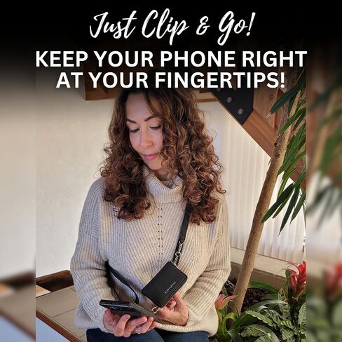 Clip & Go Strap - Cell Phone Strap with Brushed Vegan Leather Pouch in Kuwait