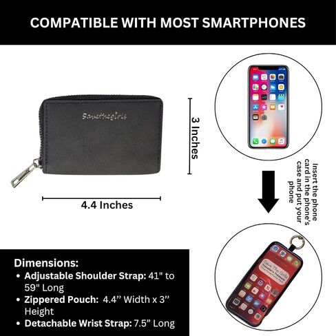 Clip & Go Strap - Cell Phone Strap with Brushed Vegan Leather Pouch in Kuwait