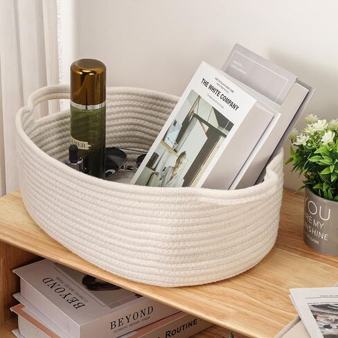 Small Woven Cotton Rope Basket Cute Baby Gift Baskets Empty Decorative Storage Basket for Organizing Shelves Closet Baby Nursery Basket Bin Toy Storage Basket Organizer 13.7"x10.2"x5" Pink in Saudi Arabia