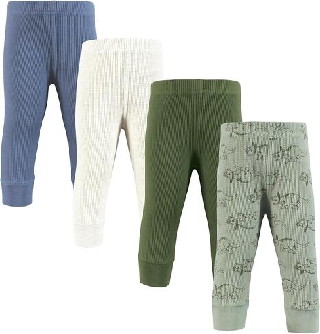 Hudson Baby Unisex Baby Thermal Tapered Ankle Pants 4pk, Sage Dinosaur, 12-18 Months in Kuwait