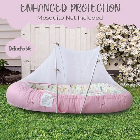 PIERRI Baby Lounger for Newborn with Detachable Mosquito Net Toddler Floor Lounger Baby Reversible Infant Lounger Baby Lounger for Newborn Ultra-Soft Cotton Baby Double-Sided nest Lounger in Saudi Arabia