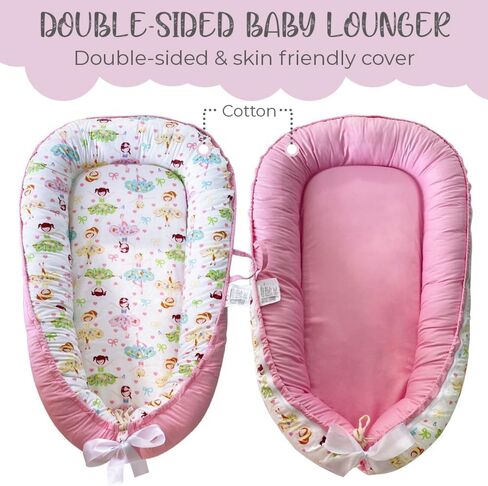PIERRI Baby Lounger for Newborn with Detachable Mosquito Net Toddler Floor Lounger Baby Reversible Infant Lounger Baby Lounger for Newborn Ultra-Soft Cotton Baby Double-Sided nest Lounger in Saudi Arabia