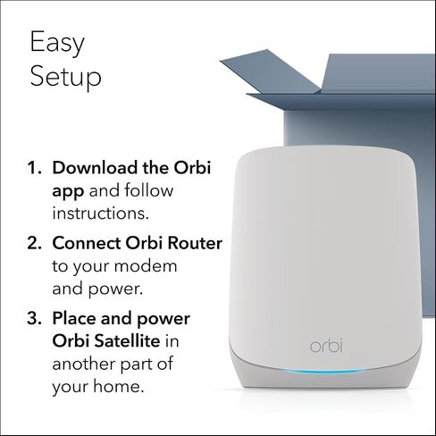 NETGEAR Orbi Whole Home Tri-Band Mesh WiFi 6 System (RBK752P) – Router with 1 Satellite Extender - Coverage up to 5,000 sq. ft. - 75 Devices - AX5200 802.11ax (Up to 5.2Gbps) in Saudi Arabia