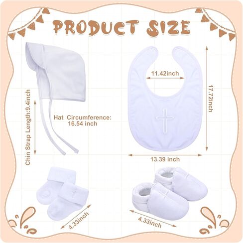 مجموعة ملابس تعميد للأطفال من 6 قطع تتضمن ربطة عنق وحمالات وسروال قصير أبيض مطرز بقبعة مريلة وأحذية وجوارب للأطفال الرضع والأطفال الصغار وحفلات التعميد in Kuwait