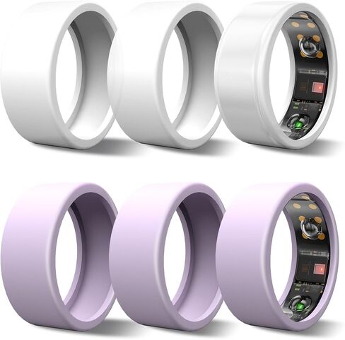 Ring Cover Compatible with Oura ring, 6 Pack Silicone Ring Protector for Oura Ring Gen3 Working Out, Accessories Men and Women (black*2+clear*2+purple*2, S (6/7/8/9/10)) in Saudi Arabia
