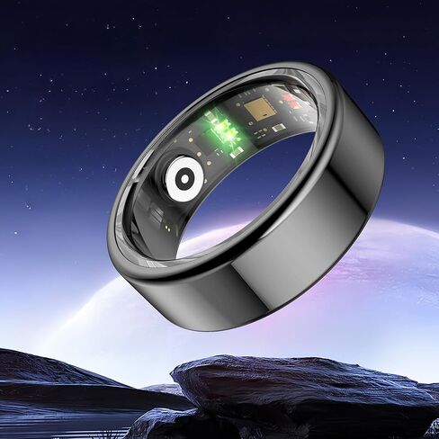 Smart Ring, Fitness Ring Health Tracker for Men/Women, Sleep Tracker Wearable, Fitness Tracker, Heart Rate, Blood Oxygen with Free Subscription, Support 6-7 Days Battery Life (Black, 10) in Saudi Arabia
