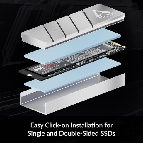 ARCTIC M2 Pro - مبرد غرفة التبريد لـ M.2 2280 SSD، مع وسادات حرارية ARCTIC TP-3، متوافقة مع أجهزة الكمبيوتر ووحدات التحكم في الألعاب، لمحركات أقراص SSD المزدوجة والأحادية الجانب - فضي in Kuwait