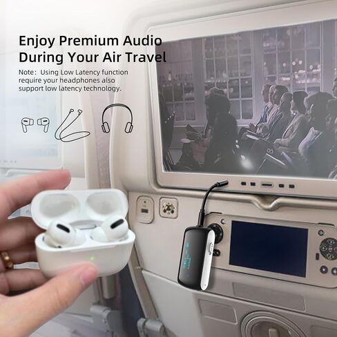 Bluetooth Transmitter Receiver for 2 AirPods/Headphones, Flight Bluetooth 5.2 Adapter for Airplane, TV, Gym and PC with a 3.5mm Audio Jack, Wireless BT Receiver with Mic for Car/Home Stereo in Saudi Arabia