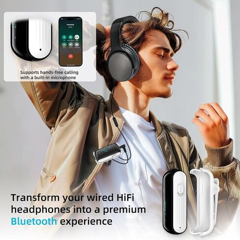 Bluetooth Transmitter Receiver for 2 AirPods/Headphones, Flight Bluetooth 5.2 Adapter for Airplane, TV, Gym and PC with a 3.5mm Audio Jack, Wireless BT Receiver with Mic for Car/Home Stereo in Saudi Arabia
