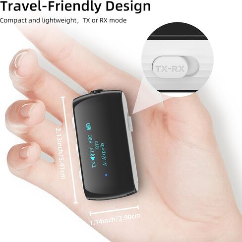 Bluetooth Transmitter Receiver for 2 AirPods/Headphones, Flight Bluetooth 5.2 Adapter for Airplane, TV, Gym and PC with a 3.5mm Audio Jack, Wireless BT Receiver with Mic for Car/Home Stereo in Saudi Arabia