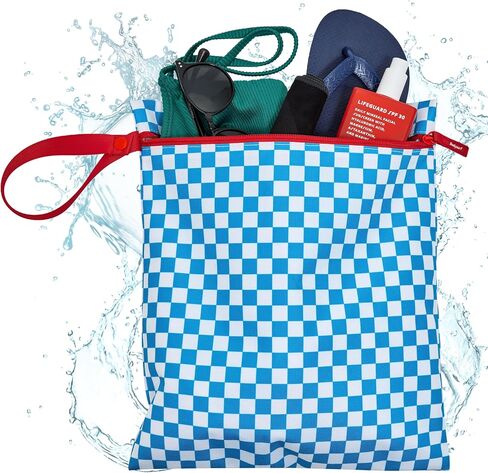 Bodysurf Wet Bag for Swimsuit, Beach, Pool, Gym, Travel, Dirty Laundry - Wet Bags for Baby, Kids, Toddlers, Pump Parts, Cloth Diapers - Reusable Waterproof Striped Makeup & Toiletry Pouch - Sand in Kuwait