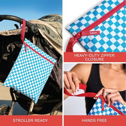 Bodysurf Wet Bag for Swimsuit, Beach, Pool, Gym, Travel, Dirty Laundry - Wet Bags for Baby, Kids, Toddlers, Pump Parts, Cloth Diapers - Reusable Waterproof Striped Makeup & Toiletry Pouch - Sand in Kuwait