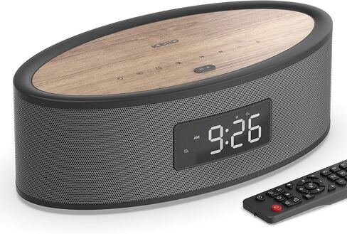 Bluetooth Clock Radio Speaker Compact with LED Clock Dual Alarms, FM Radio, Sound Machine, USB, AUX, Aesthetic Style with Great Sound Performance, Auto Dimmer, Sleep Timer in Kuwait