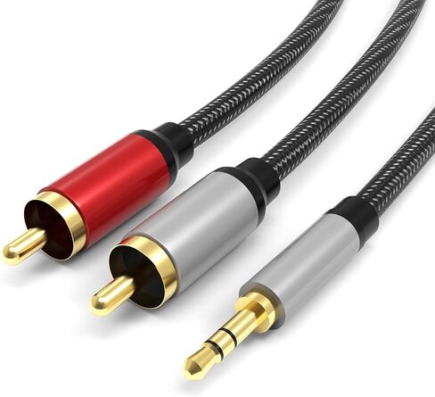 كابلات RCA، كابل RCA مجدول من النايلون بطول 100 قدم/30 متر إلى 3.5 مم، سلك ذكر إلى ذكر Aux إلى RCA Audio Y للهواتف الذكية، MP3، الأجهزة اللوحية، مكبرات الصوت، HDTV، تمديد كابل الصوت والفيديو RCA in Kuwait