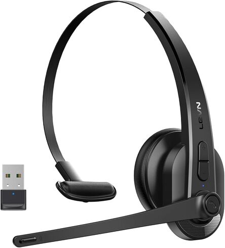 LEVN Wireless Headset with Mic for Work, Bluetooth Headset with Microphone (AI Noise Cancelling), Wireless Headset with Microphone for PC/Computer/Laptop/Work from Home/Office/Call Center/Teams/Zoom in Kuwait