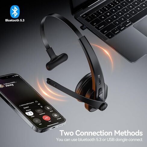 LEVN Wireless Headset with Mic for Work, Bluetooth Headset with Microphone (AI Noise Cancelling), Wireless Headset with Microphone for PC/Computer/Laptop/Work from Home/Office/Call Center/Teams/Zoom in Kuwait