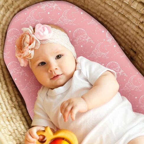 Baby Bassinet Sheets Girl Boy, Fitted Bassinet Sheet Set 3 Pack Bassinet Mattress Sheets Universal Fit for Rectangle, Round, Oval, Hourglass Mattress, Soft Breathable Dark Blue Planet in Saudi Arabia