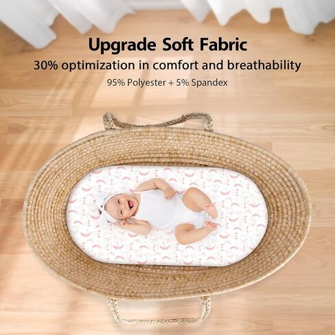 Baby Bassinet Sheets Girl Boy, Fitted Bassinet Sheet Set 3 Pack Bassinet Mattress Sheets Universal Fit for Rectangle, Round, Oval, Hourglass Mattress, Soft Breathable Dark Blue Planet in Saudi Arabia