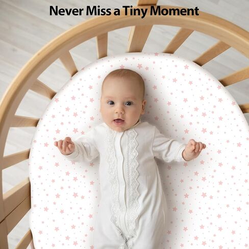 Baby Bassinet Sheets Girl Boy, Fitted Bassinet Sheet Set 3 Pack Bassinet Mattress Sheets Universal Fit for Rectangle, Round, Oval, Hourglass Mattress, Soft Breathable Dark Blue Planet in Saudi Arabia